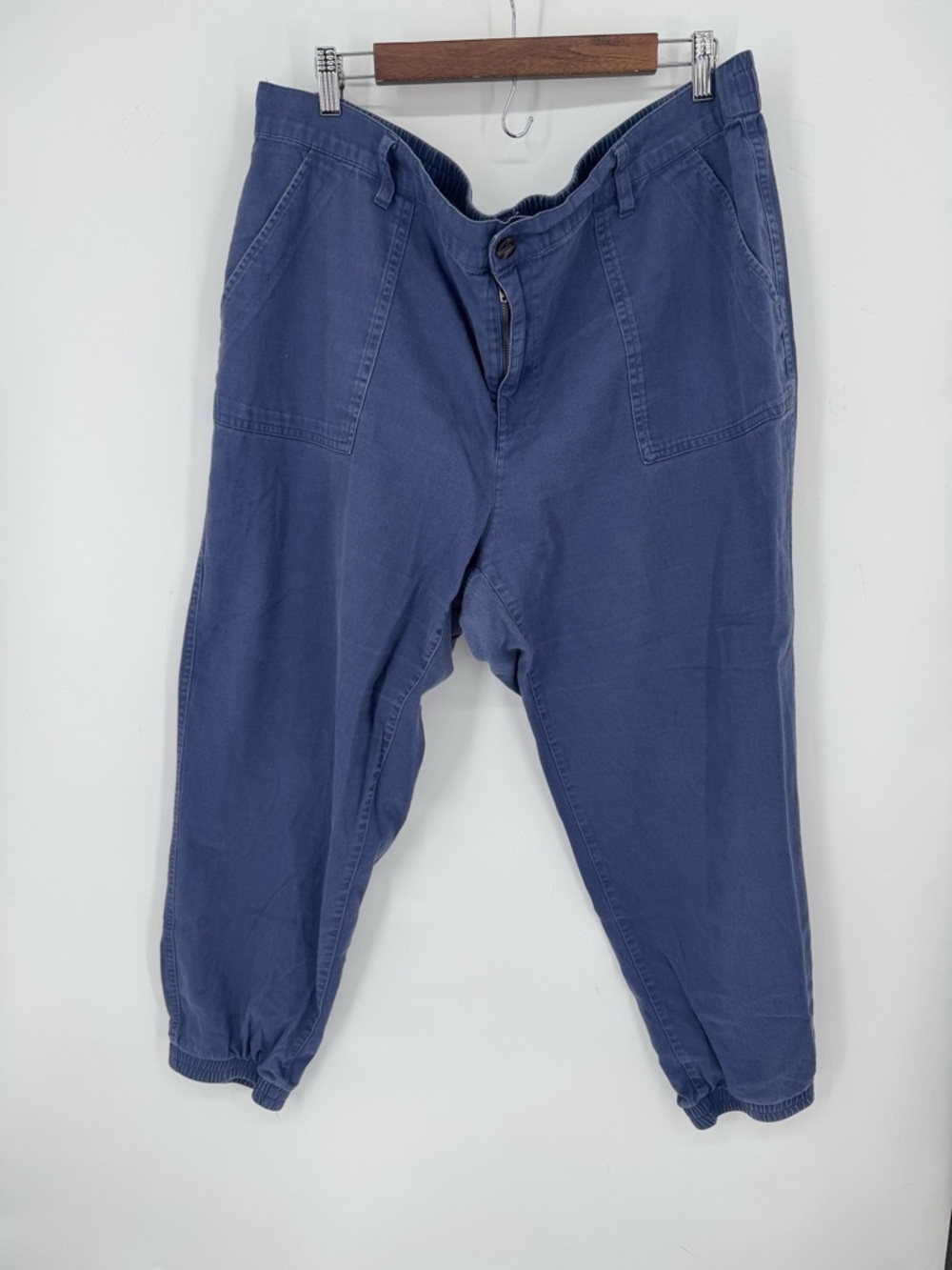 GAP Women's Canvas Jogger Pants in Slate Blue Plus Size XXL